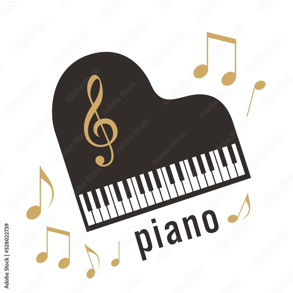 ピアノ発表会や看板 音楽イベントに使えるグランドピアノの可愛いおしゃれなシルエット素材 Stock Vector Adobe Stock