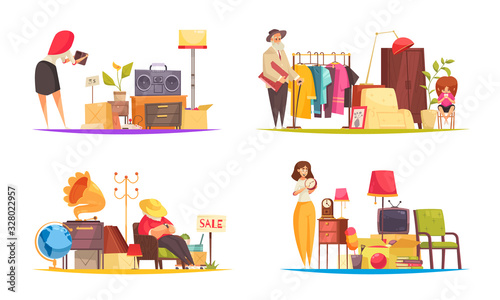 Garage Sale Concept Icons Set