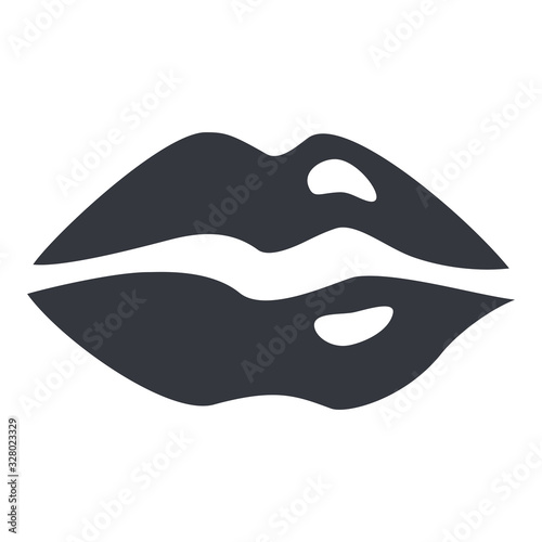 Vector Single Silhouette Icon of Black Women Lips