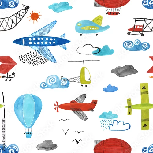 Tapety Kids Seamless Pattern With Airplanes