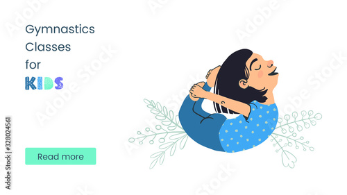 Vector colorful horizontal web banner template Gymnastics Classes for Kids
