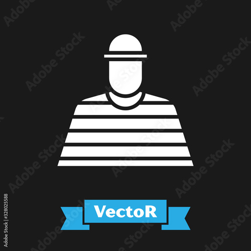 White Prisoner icon isolated on black background. Vector Illustration