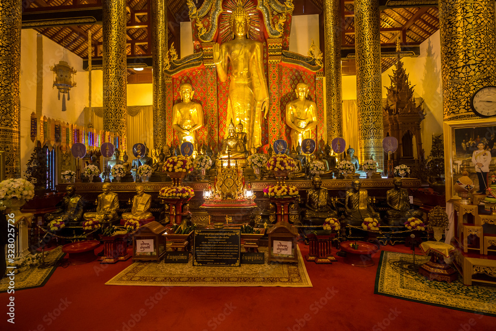 Thai Temple Interior gold statues