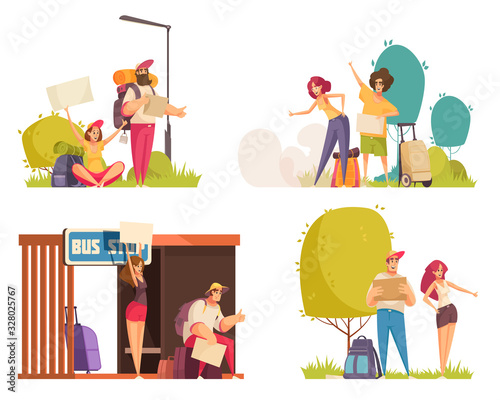 Hitchhiking Cartoon Compositions