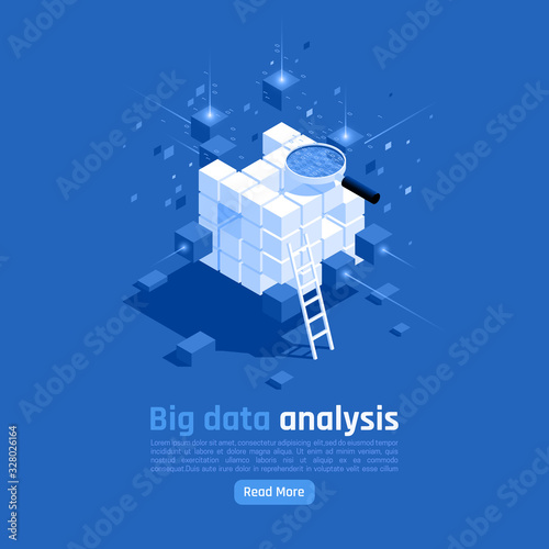 Big Data Analysis Isometric Background 