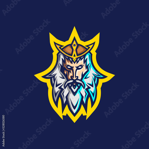 Poseidon Esport Logo Template. Vector illustration