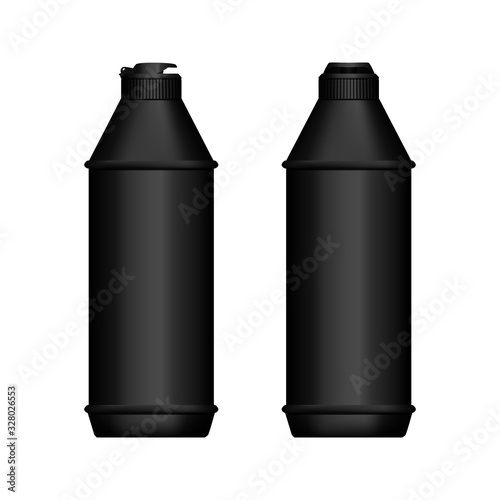 Realistic black 3d dish detergent bottle mockup isolated on white background