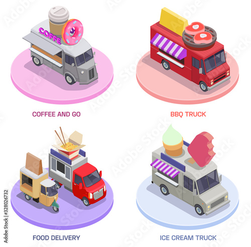 Food Trucks Isometric Set