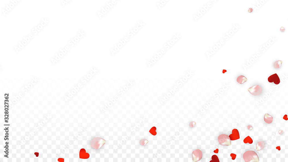 Vector Realistic Petals and Hearts Confetti. Vector Realistic Petals and Hearts Confetti.