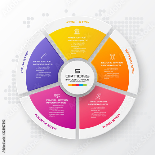 Circle infographic template with 5 options,Vector illustration.