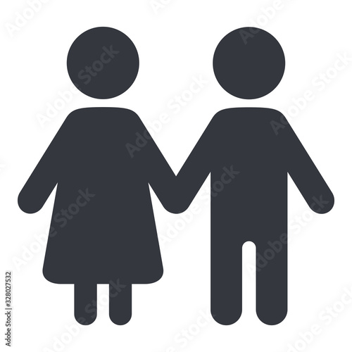Two Vector Black Silhouette Icons. Male and Female Gender Signs. photo