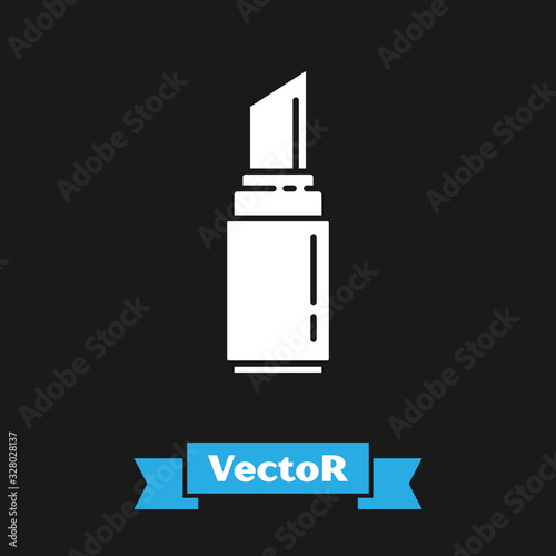 White Lipstick icon isolated on black background. 8 March. International Happy Women Day. Vector Illustration