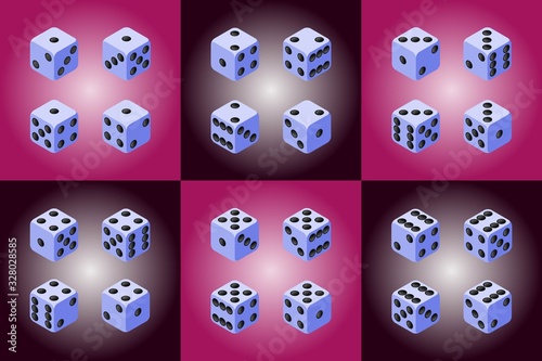 Set of isometric game dice. 