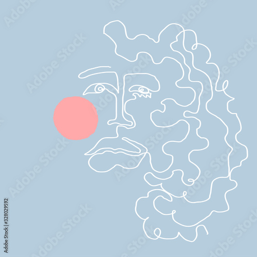 Vector modern poster with illustration of portrait one line. Scandinavian Style. For wallpaper, posters, textile print, greeting card template, social media post,