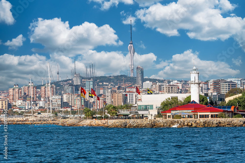 ISTANBUL, TURKEY - October 9th, 2019: Genuine architecture along the banks of Bosphorus, popular travel destination and significant passway between Europe and Asia. Bosphorus cruise.