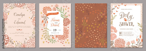Canvas-taulu Set of floral wedding templates