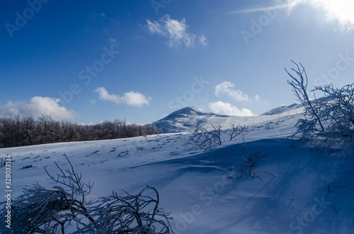 Fototapeta Naklejka Na Ścianę i Meble -  Połonina wetlińska Bieszczady w zimowej szacie 