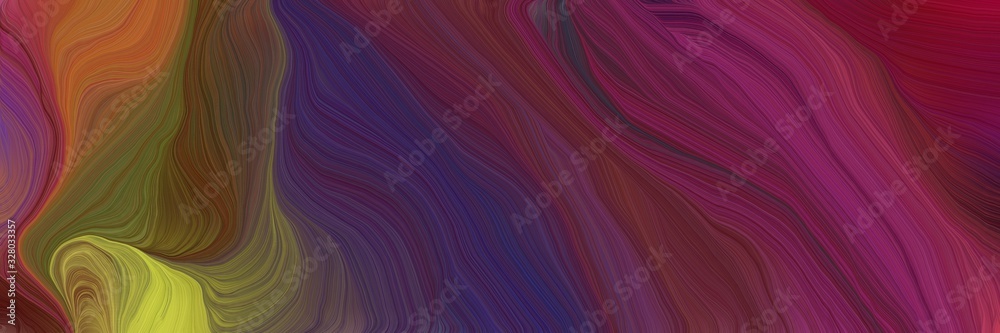 Obraz premium creative banner with old mauve, yellow green and sienna color. contemporary waves design