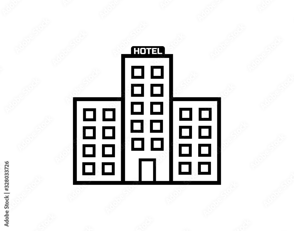 Hotel icon for hospitality and travel accommodations Hotel icon for hospitality and travel accommodations