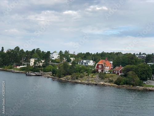 Cottages on island, Stockholm Archipelago in baltic sea of Sweden