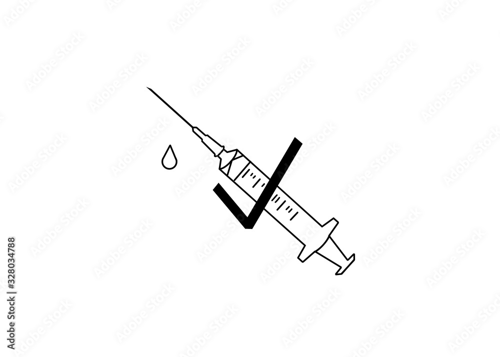 syringe vaccine injection with black check icon syringe vaccine injection with black check icon