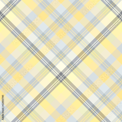 Seamless pattern in fine cozy yellow and grey colors for plaid, fabric, textile, clothes, tablecloth and other things. Vector image. 2