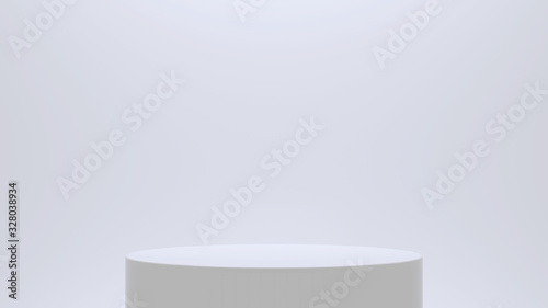 White mockup cylinder podium background. 3d render photo