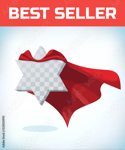 Jewish holiday hanukkah. Israel hero cape. Judaism super cloak. Hanuka cloak fly. David star concept. Kosher sign. Judaic superhero symbol. Jewish star logo. Judaic cape template. Jew vector concept