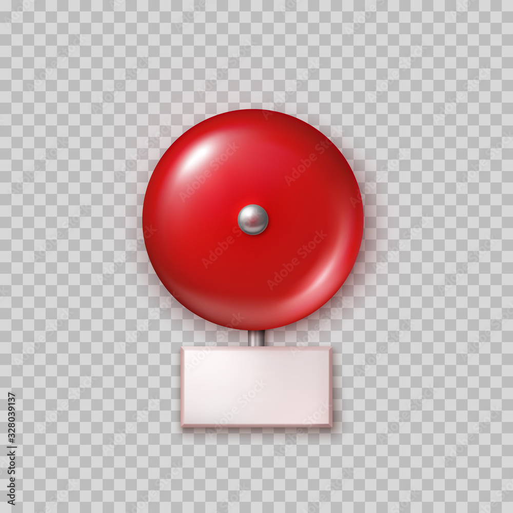 Fire alarm isolated on transparent background. Red school bell. Vector ...