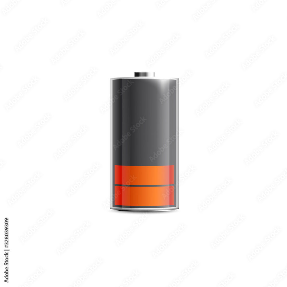 Battery mockup with low power level realistic vector illustration isolated. Battery mockup with low power level realistic vector illustration isolated.