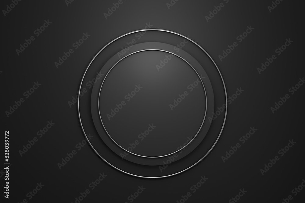 Blank logo frame with modern style on black background. Empty template for design emblem and round shape. 3D rendering. Blank logo frame with modern style on black background. Empty template for design emblem and round shape. 3D rendering.