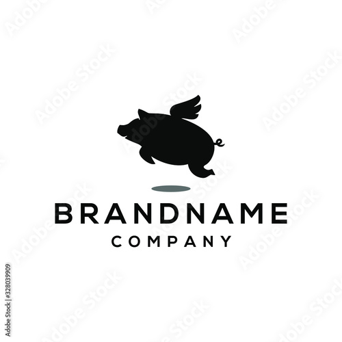 fly pig icon logo illustration vector element