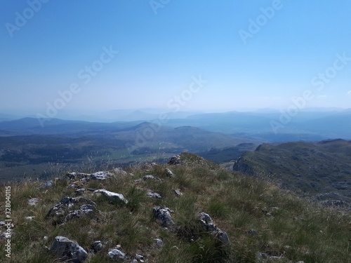 Panoramic view of mountains and sea