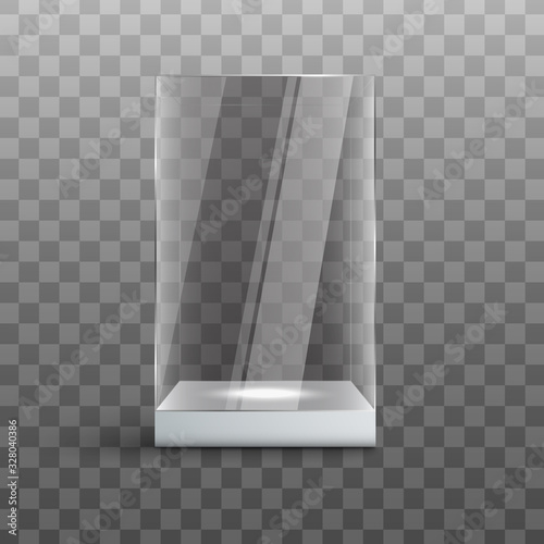Mockup of exhibition or show room glass case realistic illustration isolated.