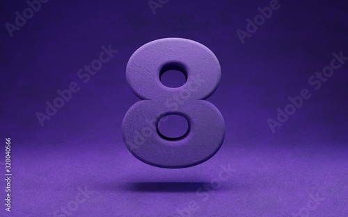 Violet velvet number 8. Indigo color font character.