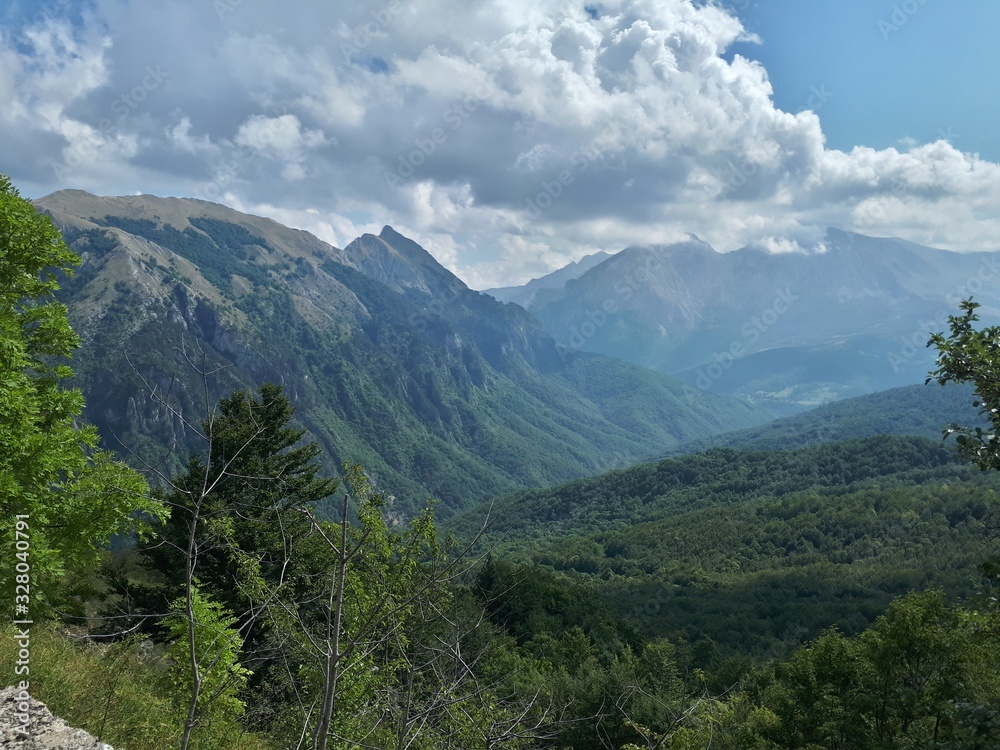 Mountains Zelengora and Volujak and canyon of river Sutjeska between them