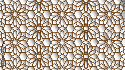White and beige colors islamic background, arabic pattern