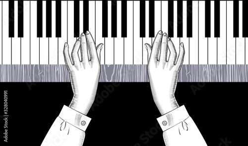Woman playing piano.