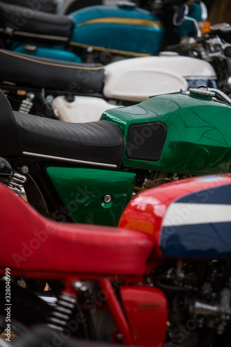 Row of vintage motorcycles