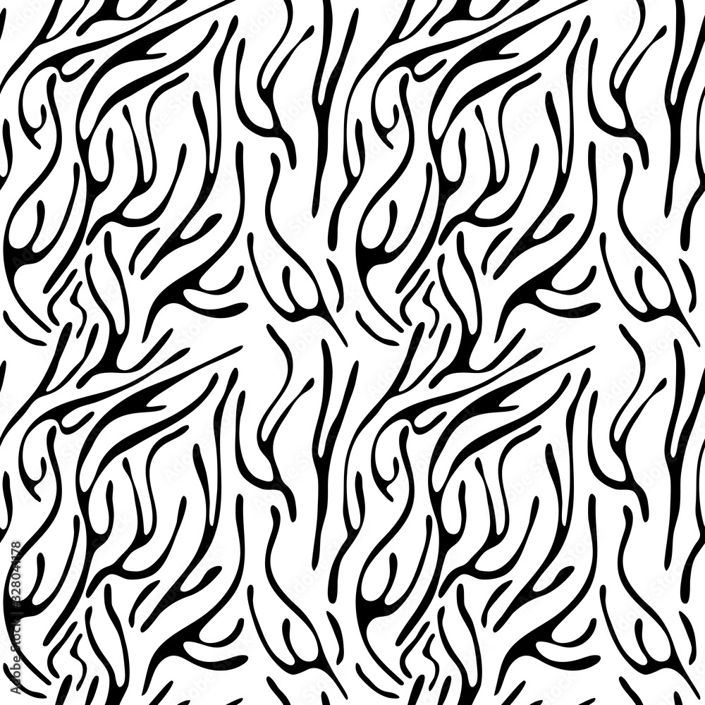 Seamless pattern Zebra, Tiger stripes. Vector Animal Skin . Black And ...