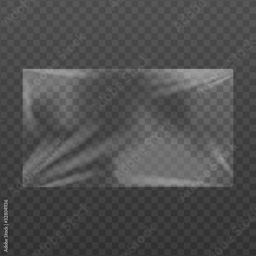 Cellophane membrane texture effect template, realistic vector illustration.