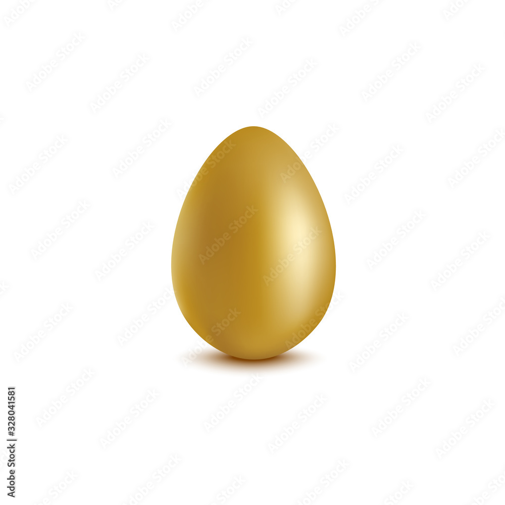 Realistic golden egg isolated on white background - Easter holiday decoration Realistic golden egg isolated on white background - Easter holiday decoration