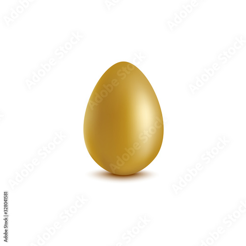 Realistic golden egg isolated on white background - Easter holiday decoration