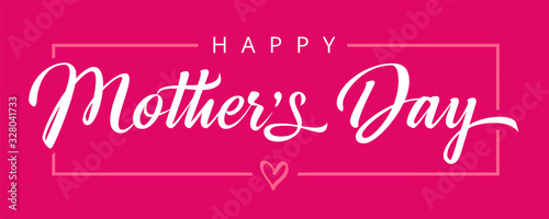 Happy Mothers Day calligraphy pink banner. Vector typography decoration for Mother's day or sale shopping special offer poster. Best Mom ever greeting card