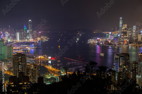 Wallpaper Mural Cityscape Hong Kong city illumination reflected in water Torontodigital.ca