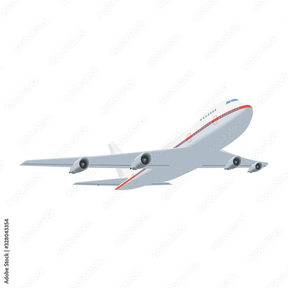 Flying passenger plane on a white background Flying passenger plane on a white background