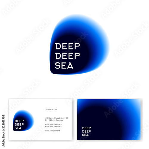 Deep Deep Sea logo. Sea Travel club logo. Blue Hole emblem. Diving, free diving, dive gear emblem. Business card.