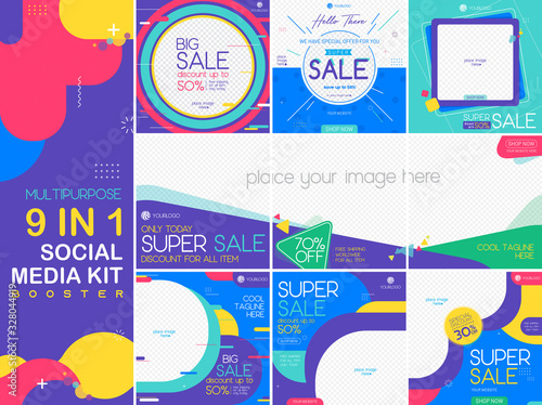 Geometric multipurpose social media kit booster