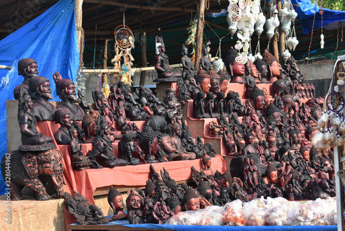 idols of different God presented in a open area for sell in India