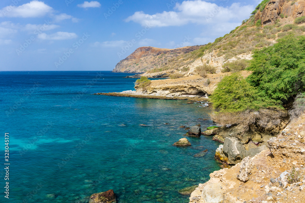 Rocks on Tarrafal, Santiago Island, Cabo Verde, Cape Rocks on Tarrafal, Santiago Island, Cabo Verde, Cape